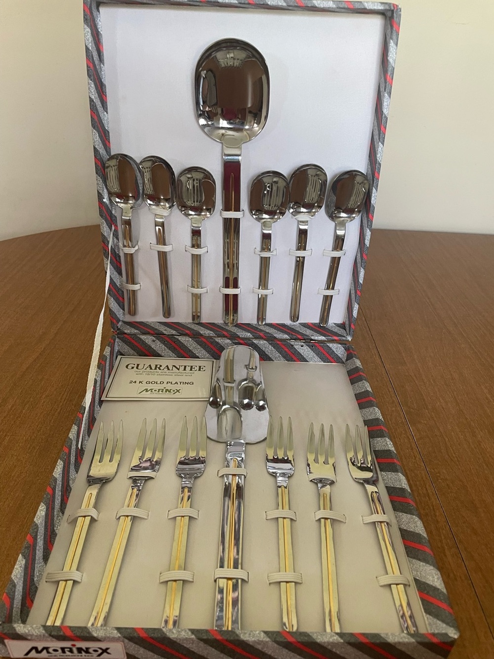 Vintage Morinox 24K Gold Plated 18/10 Stainless Steel Dessert & Serving Set